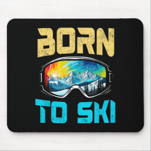 Geboren um lustig Skifahren Skibrille Berg Winter Mousepad