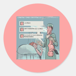Geboren um lustige Cartoons zu twittern Runder Aufkleber
