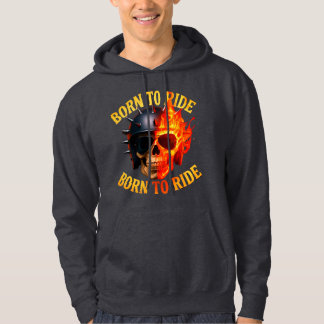 Geboren um mit Flammendem Totenkopfhelm zu fahren Hoodie