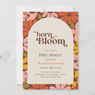 Geboren, um Retro-Floral-Baby-Party zu blühen Einladung