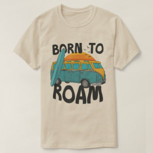 Geboren um Retro Van & Surfbrett Sonnenuntergang D T-Shirt