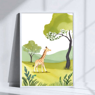 Geboren um zu erkunden Giraffe Wasserfarbe Kinde Poster