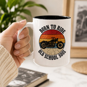 Geboren um zu fahren Old School Soul Retro Biker M Zweifarbige Tasse