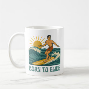 Geboren um zu Gleiten Kalifornien Surfer Retro Sur Kaffeetasse