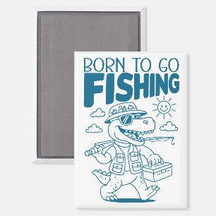 Geboren um zum Angeln zu gehen - Cooler Fisch Dino Magnet