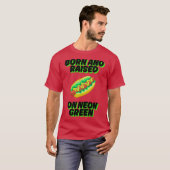 Geboren und aufgewachsen auf Neon Green Chicago Re T-Shirt (Vorne ganz)