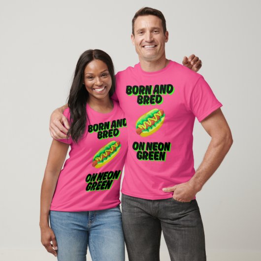 Geboren und gezüchtet auf Neon Green Chicago Relis T-Shirt (Unisex)