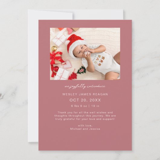 Geboren unter Mistletoe Pink Geburtserklärung Ankündigung (Rückseite)