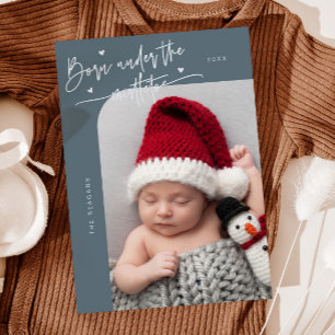 Geboren unter Mistletoe Slate Blue Birth Ankündigu Ankündigung
