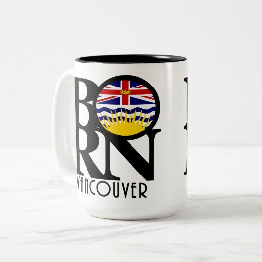 GEBOREN Vancouver (BC Flag) 15oz Zweifarbige Tasse (Vorderseite Links)