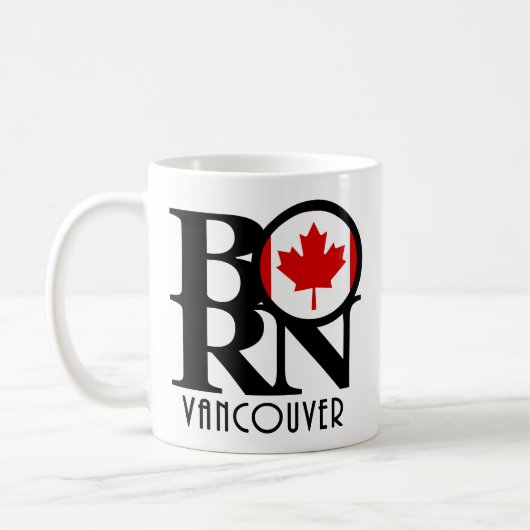 GEBOREN Vancouver (kanadische Flagge) 11oz Kaffeetasse (Links)