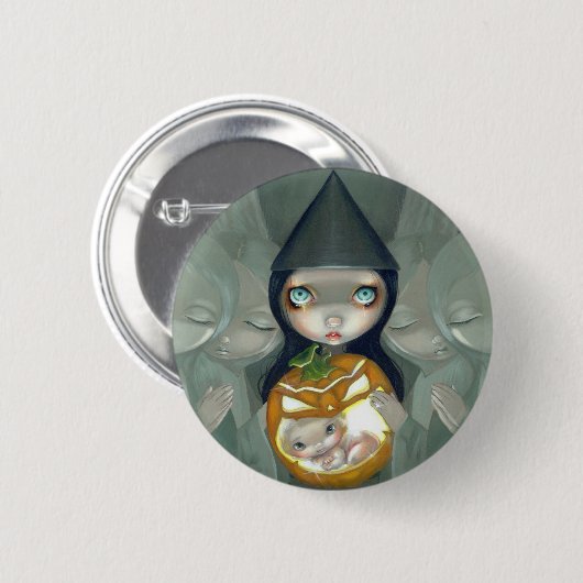"Geboren von einem Kürbis" Knopf Button (Vorne & Hinten)