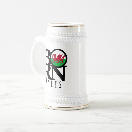 GEBOREN Wales Bierglas (Vorderseite Links)