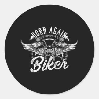 Geboren wieder Biker Motorrad Christlich Jesus Runder Aufkleber