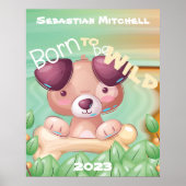 Geboren, Wild Kids Room Poster mit Name & Year zu (Vorne)