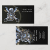 Geboren, wild, Motorradschlüssel + Schädel Visitenkarte (Vorne/Hinten)