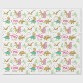 Geboren, wild rosa Gold Elegant Golden Dinosaurier Geschenkpapier (Flach)