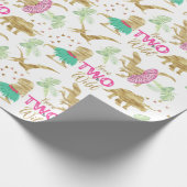 Geboren, wild rosa Gold Elegant Golden Dinosaurier Geschenkpapier (Ecke)