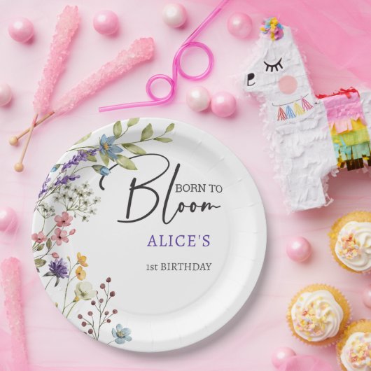 Geboren, wilde Blume zu blühen Kindergeburtstag Pappteller (Party)