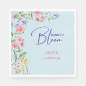 Geboren, wilde Blume zu blühen Kindergeburtstag Serviette (Vorderseite)