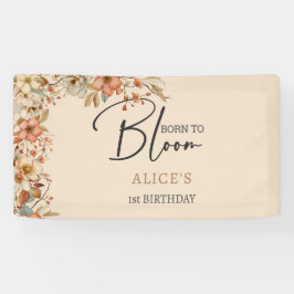 Geboren, wilde boho Blume Kindergeburtstag zu blüh Banner