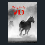 Geboren, wilde Schwarz-Weiß-Laufpferde zu sein Poster<br><div class="desc">Pferdekopf Art - Pferdegesicht - Moderne Tierfotografie</div>