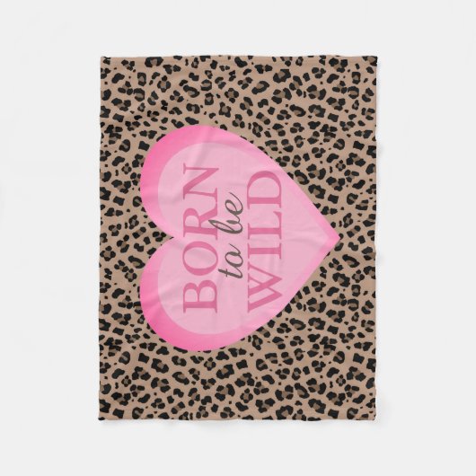 Geboren, Wilder Leopard zu sein und rosa Keuschenb Fleecedecke (Vorderseite)