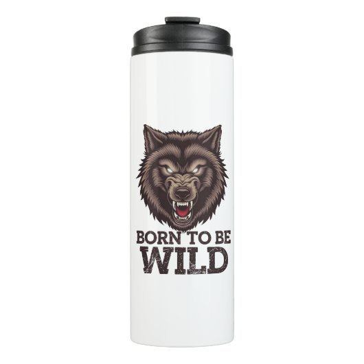 Geboren, Wilder Wolf zu sein: Ungezähmter Alpha-Ge Thermosbecher (Vorderseite)