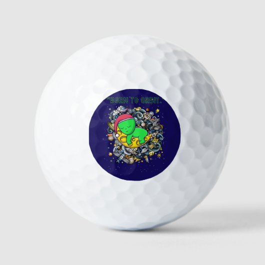 geboren zu Alien im Orbit schlafend Golfball (Vorderseite)