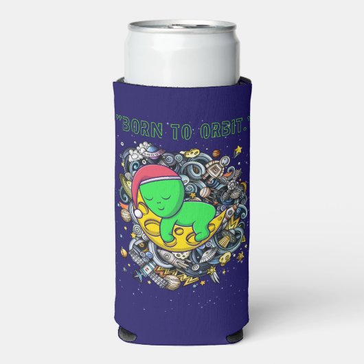 geboren zu Alien im Orbit schlafend Selters Dosenkühler (Seltzer Vorderseite)