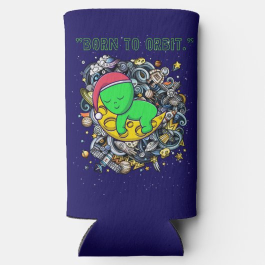 geboren zu Alien im Orbit schlafend Selters Dosenkühler (Rückseite)