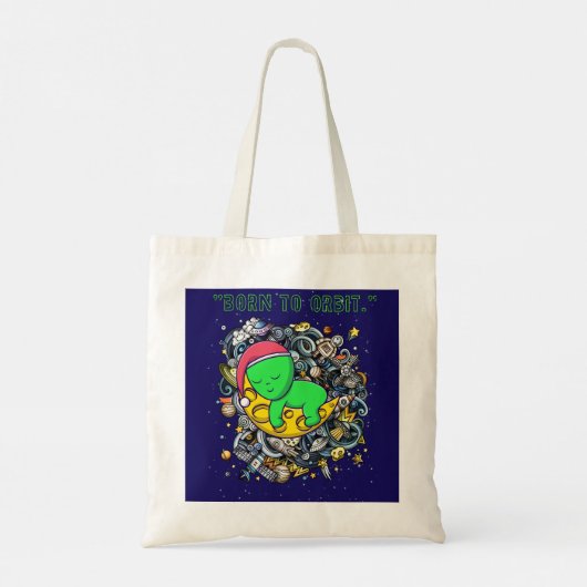 geboren zu Alien im Orbit schlafend Tragetasche (Rückseite)
