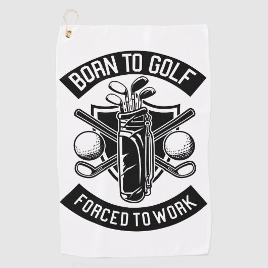 Geboren zu arbeiten golfhandtuch (Vorderseite)