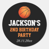 Geboren zu Ball Basketball Kindergeburtstag Runder Aufkleber (Vorderseite)