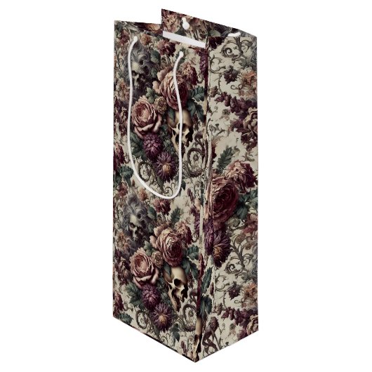 Geboren zu blühen - Gotisch Viktorianisch Geschenktüte Für Weinflaschen (Vorderseite Schrägansicht)
