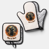 Geboren zu brennen Dunkelhexe Ofenhandschuh & Topflappen-Set (Vorderseite/Rückseite)