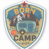 Geboren zu Camp Word Art Vinyl Aufkleber (Vorderseite)