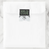 Geboren zu Code Quadratischer Aufkleber (Tasche)