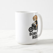 "Geboren zu fahren - Niedlicher Beagle auf Motorra Kaffeetasse (VorderseiteRechts)