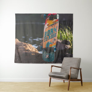Geboren zu fahrende Skateboard Wandteppich