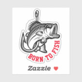 Geboren zu fischen aufkleber (Blatt)