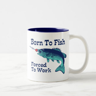 Geboren zu Fischen, die zur Arbeit gezwungen sind Zweifarbige Tasse