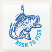 Geboren zu fischen glasuntersetzer (Vorderseite)