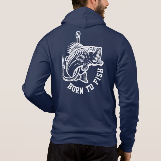 Geboren zu fischen hoodie (Rückseite)