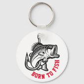 Geboren zu fischen schlüsselanhänger (Vorderseite)