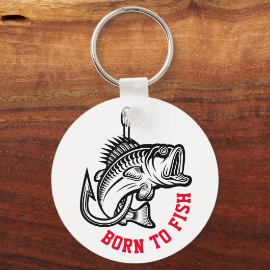 Geboren zu fischen schlüsselanhänger (Vorderseite)