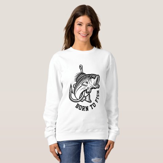 Geboren zu fischen sweatshirt (Vorne ganz)