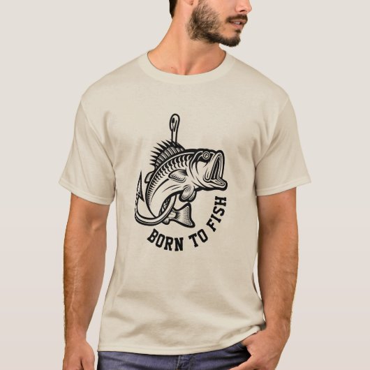 Geboren zu fischen T-Shirt (Vorderseite)