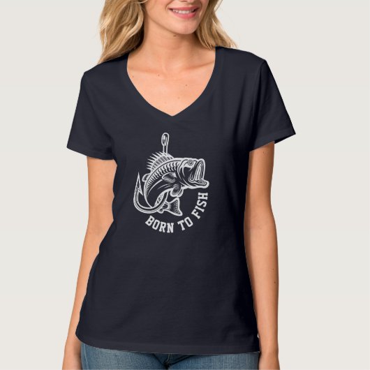 Geboren zu fischen T-Shirt (Vorderseite)