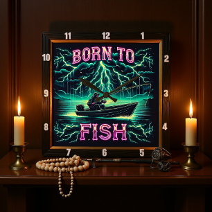 Geboren zu Fish Bold Fisher Quadratische Wanduhr